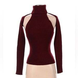 WAYF Burgundy Cut-Out Sweater